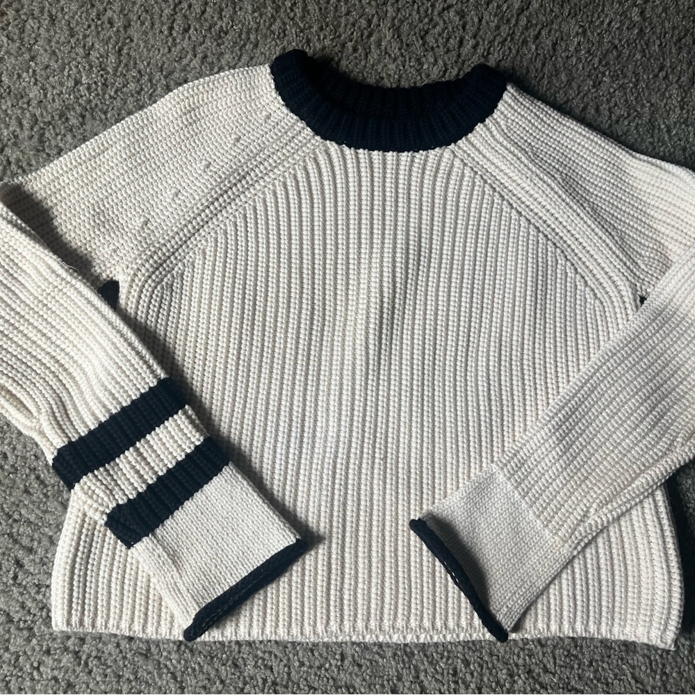 rag & bone Cream and Black Ribbed Sweater